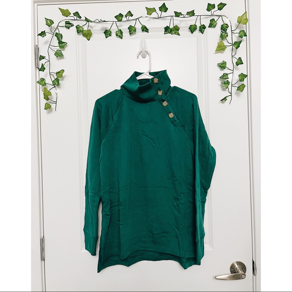 NWT J. Crew Green Button-Detail Sweater